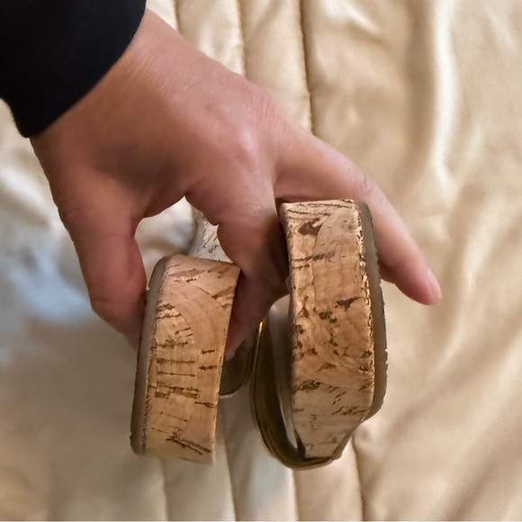 Michael Kors Pink Cork Sandals with Gold Accents - Picture 6 of 9